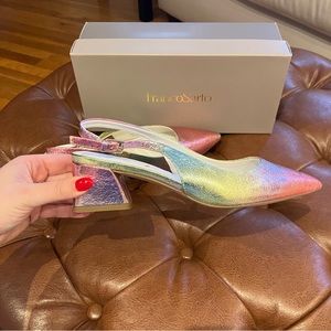NWT Franco Sarto Raimbow Slingback Chunky Kitten Heel